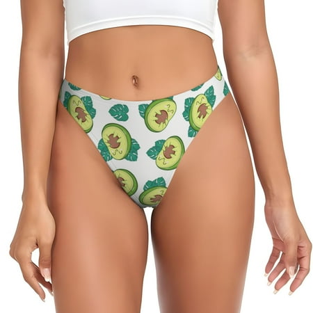 Qokaie Avocado Sleeping Printed Women s Cotton Thong Underwear  Sexy Breathable Panties G-string-Small