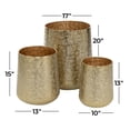thumbnail image 3 of DecMode 20", 15", 13"H Gold Aluminum Metal Planter with Hammered Design (3 Count), 3 of 13