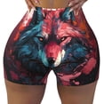 thumbnail image 2 of Lsque Red Flame Wolf Head Pattern High Waisted Biker Shorts for Women-Tummy Control Fitness Athletic Workout Running Yoga Gym Shorts,Moisture-Wicking-XX-Large, 2 of 9