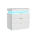 thumbnail image 3 of Modern Nightstand with Charging Station & Color-Changing LED Lights, Sliding Top Drawer, Bedside Table for Bedroom, Living Room, Office, White, 3 of 15