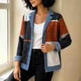 thumbnail image 7 of thefmos Women's Collared Button Front Long Sleeve Jacket Denim Color Block Patchwork Casual Outerwear Fashion Spring Fall Outfit, Black S, 7 of 7