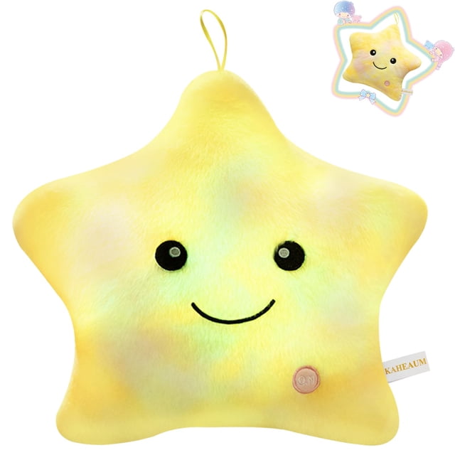 Almohada de felpa KAHEAUM para niños con iluminación LED Twinkle Star