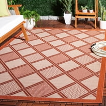 Safavieh Courtyard Shawn Geometric Indoor/Outdoor Area Rug, Cream/Terracotta, 6'7" x 9'6"