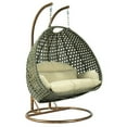 thumbnail image 4 of LeisureMod 2-Person Hanging Wicker Egg Chair with Stand, Indoor/Outdoor Patio Swing Hammock Lounge with UV-Resistant Beige Cushions, Taupe, 4 of 4