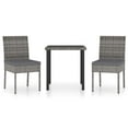 thumbnail image 2 of vidaXL 3 Piece Garden Dining Set Poly Rattan Grey, 2 of 5