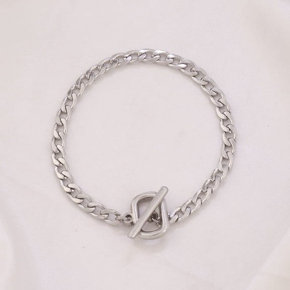 Terandius Men Women Stainless Steel OT Clasp Cuban Link Bracelet Tarnish Free Couple Jewelry Gift 18cm Gold Silver