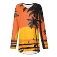 thumbnail image 5 of Women's Fashionable Casual Long-Sleeved Retro Print V-Neck Mid-Length Top, 5 of 5