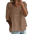 thumbnail image 2 of Women's Long Sleeve T-shirt Women'S Print T Shirt Half Sleeved Round Neck Shirt 3/4 Sleeved T Shirt Loose Large Size T Shirt, Women's Long sleeve T-shirt XXXL, 2 of 4