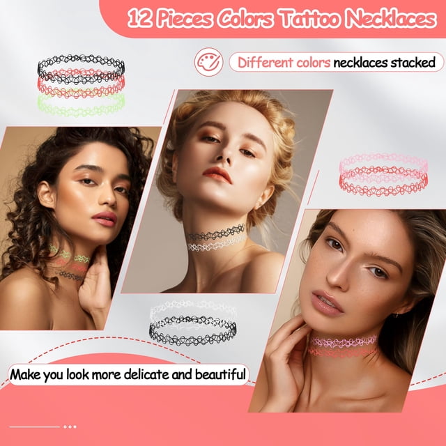 Transemion 12x Delicate And Unique Woman Choker Necklace Many Occasions Suitable For Many Occasion Plastic Stretch Choker Multicolor 1Set