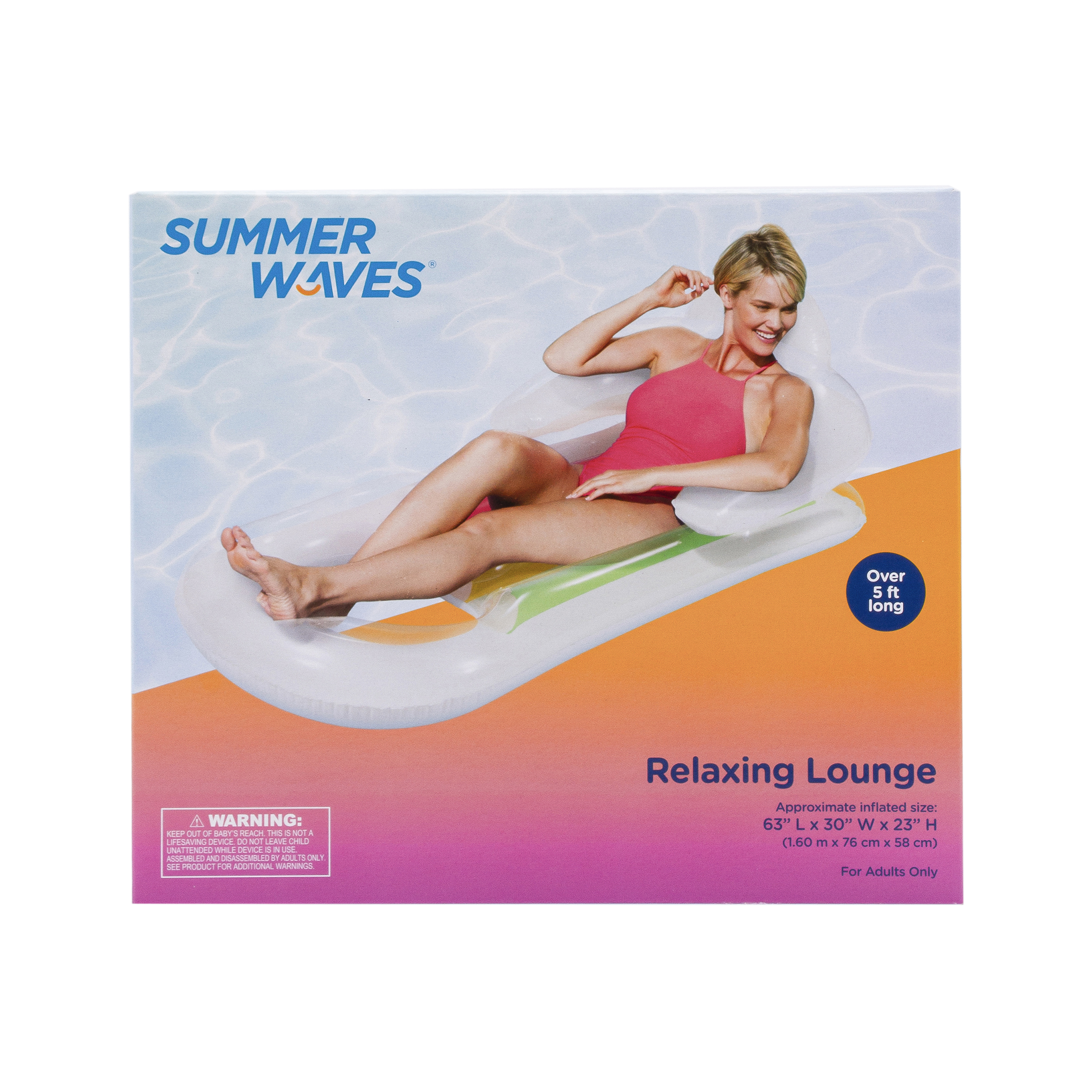 Inflatable Relaxing Lounge Pool Float, White, for Adults, Unisex - image 5 of 6