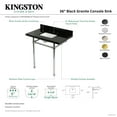 thumbnail image 4 of Kingston Brass KVPK36K8SQ7ST Dreyfuss 36" Black Granite Console Sink with Stainless Steel Legs (8-Inch, 3-Hole), Black Granite/Brushed Brass, 4 of 4