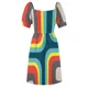 thumbnail image 5 of Vestido de verano sin mangas para mujer traje con estampado cuadrado color azul, 5 of 6