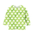 thumbnail image 4 of Posijego Kids Toddler St Patricks Day Shirts 3/4 Sleeve Tops Girls Clover Graphic Tees Summer Casual T-Shirts, 4 of 6
