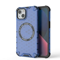 Strong Magnetic for iPhone 13 Case, Military Grade Drop Protection, Compatible with MagSafe, Shockproof Anti-Fingerprint Honeycomb Pattern Translucent Slim Phone Protective Cover,Blue