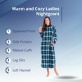 thumbnail image 2 of Metropolitan Womens Long Sleeve Flannel Nightgown Zippered Housecoats for Women - Purple, 2X, 2 of 6