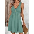 thumbnail image 3 of DOKOTOO Women's Sleeveless V Neck Dress Casual Button A Line Flare Dresses with Pockets Summer Loose Fit Soft Dresses, 3 of 8