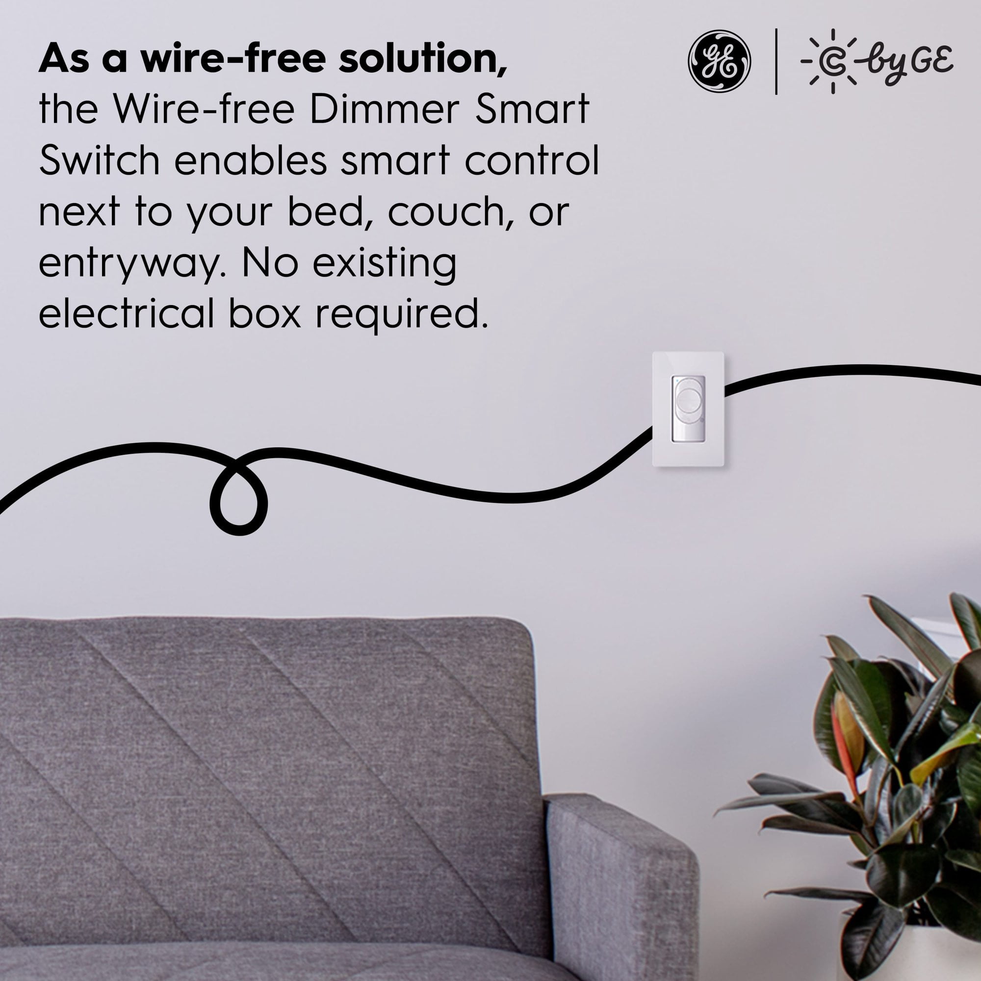 (case of 3 kits) GE Wirefree Switch Starter Pack with Soft White LED A19 Smart Bulb Starter kit, C by GE, wire-free switch and LED Light bulb  (switch requires no electrical wiring)