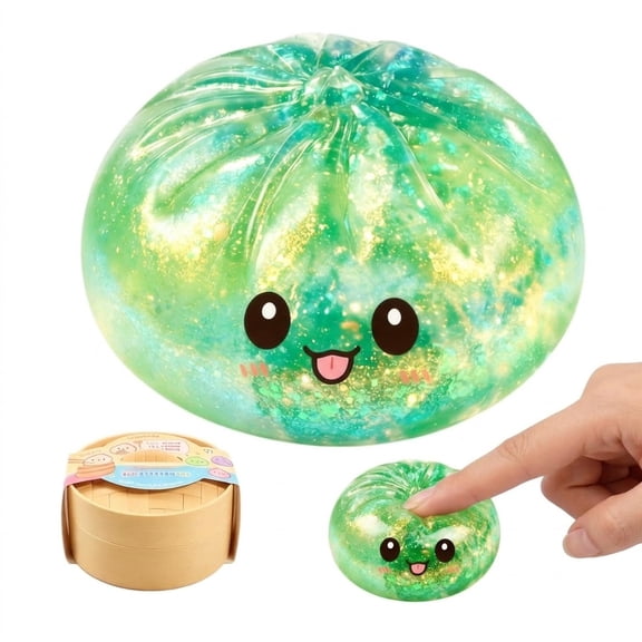 Glitter Dumpling Squishy Fidget, Slow Rise Stress Relief Squeeze Sensory Toy, Christmas Party Favor Gift for Adults