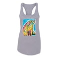 thumbnail image 2 of Wild Bobby Dean Russo Neon Colorfu Dolphin Animal Lover Women Racerback Tank Top, Heather Grey, X-Large, 2 of 5