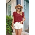 thumbnail image 4 of Womens Plus Size Tops Dressy Casual Summer Chiffon Blouses Short Sleeve Dress Shirts Business Loose Fit Tunics Wine red L, 4 of 9