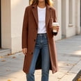 thumbnail image 4 of Tqcoqu Women's Coat Fall Winter Casual Single Breasted Overcoat Mid-Length Notched Lapel Coat, 4 of 9