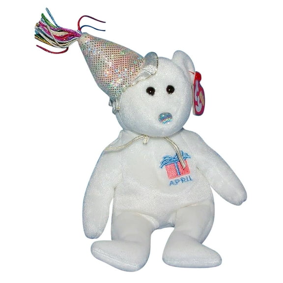 Ty Beanie Baby: April the Bear with Hat | Stuffed Animal | MWMT's