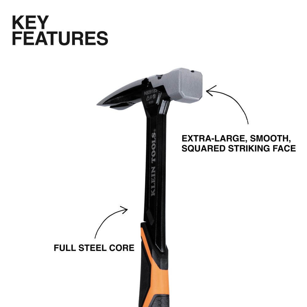 Klein Tools 18 Ounce Smooth Face Steel Claw Hammer