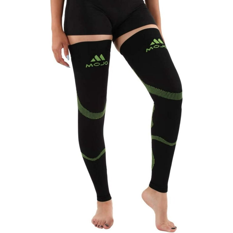 Mojo Compression Stockings 20 30mmHg Thigh Hi Leg Sleeve Graduated Support Socks Recovery for Calf Quads Black Green Medium A609BG2 Walmart