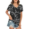 thumbnail image 4 of WUJINXIA Women's Blouses Summer Short Sleeve Shirts Casual Pleated Floral Tops, 4 of 7