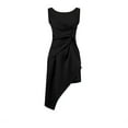thumbnail image 7 of Summer Savings Clearance 2024! TAGOLD Womens Summer Dress, Women's Round Neck Fashion Casual Solid Color Slit Irregular Sleeveless Dress Skirt Zipper Dress Black S, 7 of 7