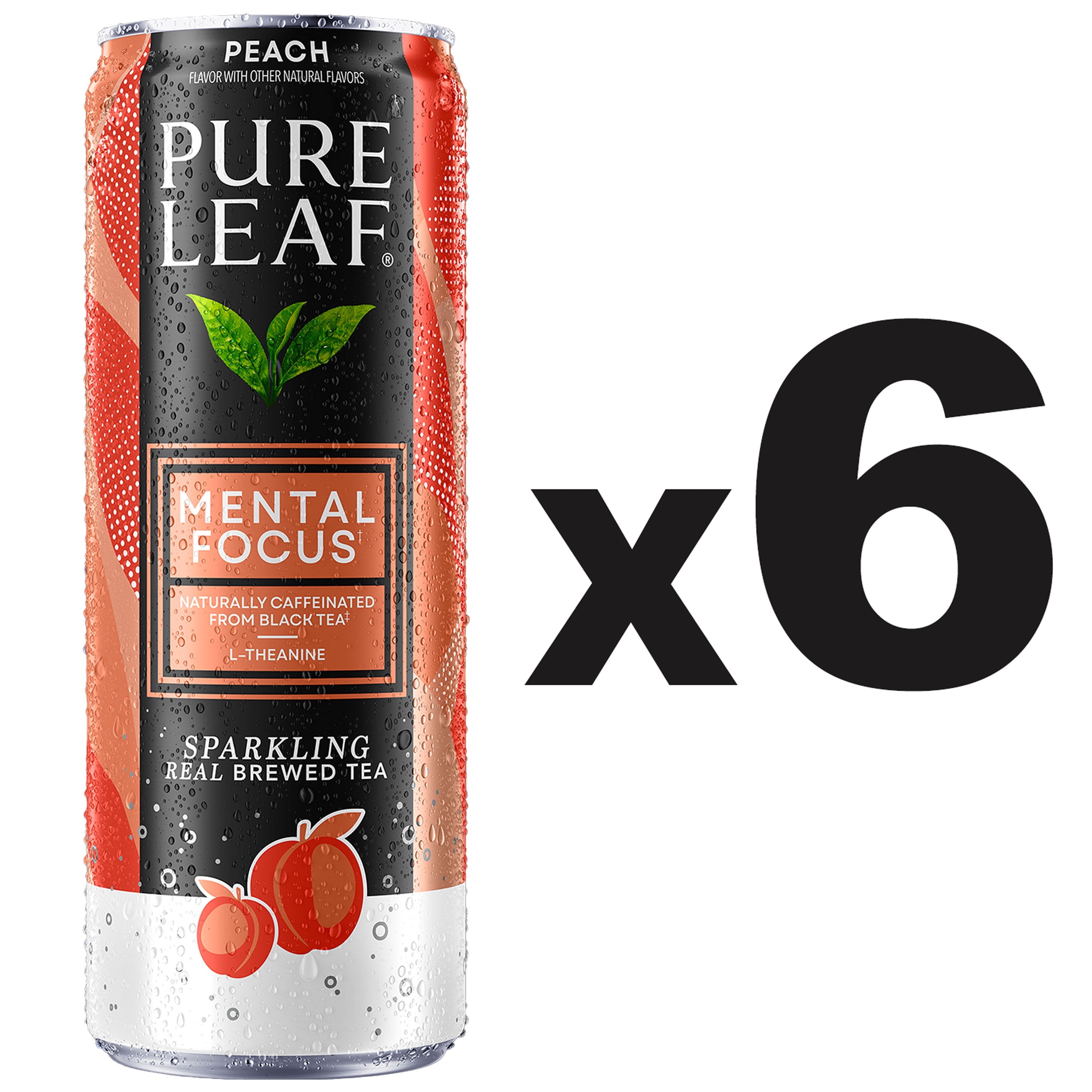 Pure Leaf Mental Focus Peach Sparkling Real Brewed Iced Tea Cans