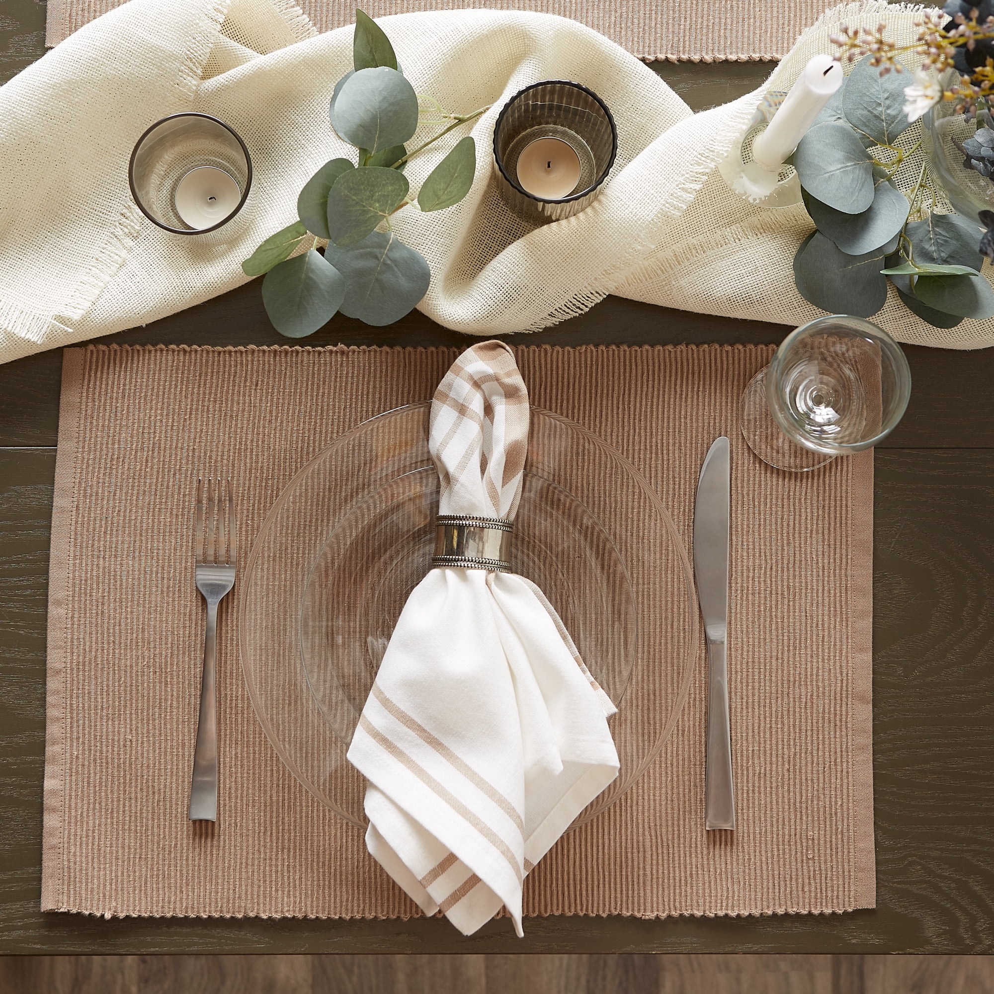 DII Ribbed Solid Placemat Set/6