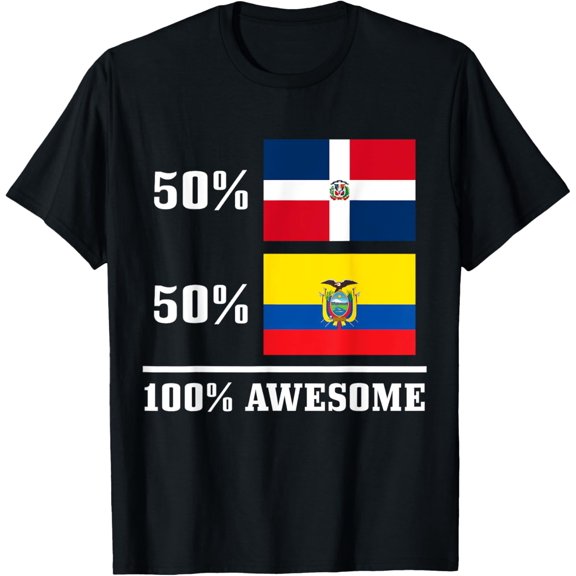 Playful Comfort Tee - 50% Dominican Republic 50% Ecuador Ecuadorian Flag Pride T-Shirt