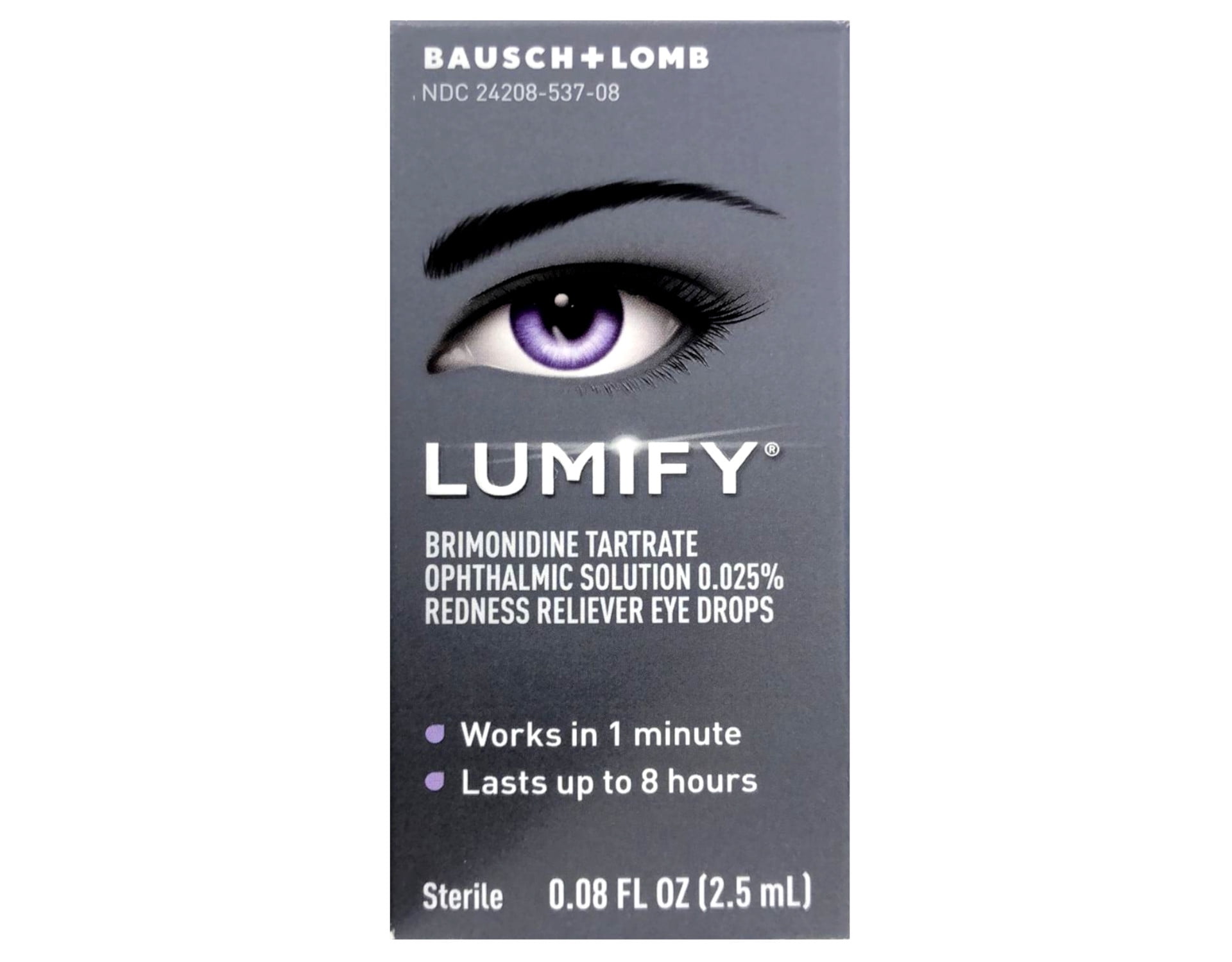 5 Pack - LUMIFY® Redness Reliever Eye Drops (Brimonidine Tartrate Ophthalmic Solution 0.025%) – from Bausch + Lomb, 0.08 Fl. Oz. (2.5 mL)
