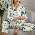 thumbnail image 6 of Pajama Sets for Women 2 Pcs, hand draw butterfly yellow checkered Button Down Long Sleeve Sleepwear Lounge PJ Sets, 6 of 6
