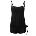 thumbnail image 4 of KBODIU Womens Bandeau Tankini Set Two Pieces Ruched Tummy Control Suimsuit with Mid Waist Briefs Bathing Suits for Women Modest Athletic Tankini Top with Shorts Black L, 4 of 6