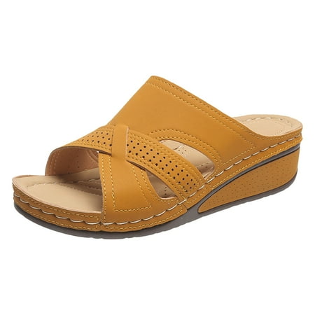 

LUOGENLI Female Summer Black Sandals Women Wedge Women s Shoes Wedge Platform Sandals Fashionable Bohemian Sandals for Women Sandals Women Wedge Wide