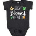 thumbnail image 3 of Inktastic Lucky Blessed and Loved Horseshoe Clover Hearts Boys or Girls Baby Bodysuit, 3 of 5