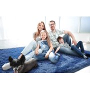 Dwelke Ultra Fluffy Rug Indoor Plush Soft Carpet for Living Room Anti-Skid Durable Area Rug 6x9ft Navy-blue