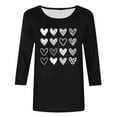thumbnail image 3 of RXMEKW Haut à Manches 3/4, Motif Cœur pour Femmes, Col Rond, Manches Mi-Longues, T-Shirt Décontracté, 3 of 5