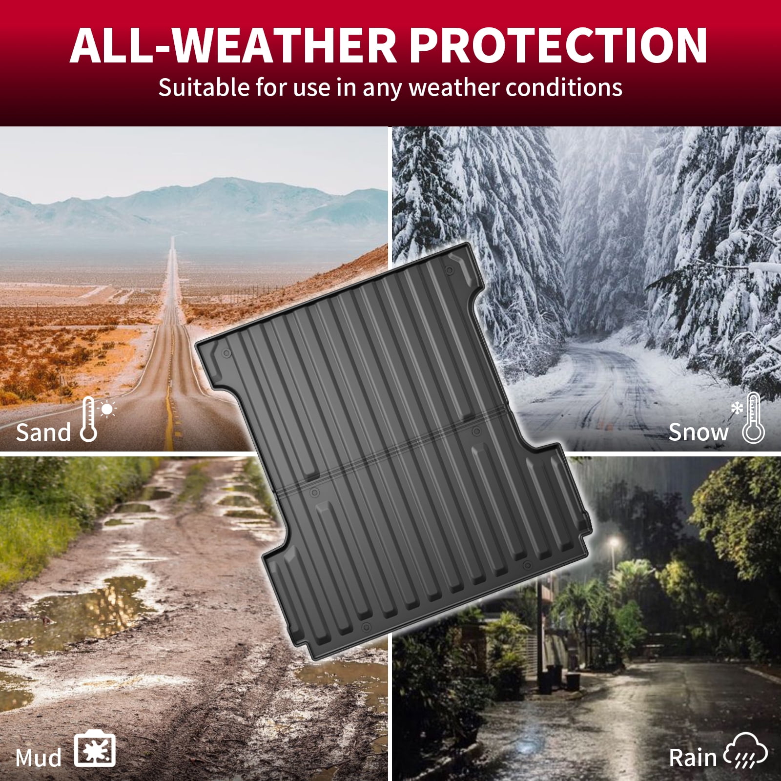 DIKSOAK Truck Bed Mat Compatible with 2015-2024 Ford F150 Bed Liner-Custom Fit Cargo Mats for Ford F150 Exterior Accessories All Weather Trunk Mats