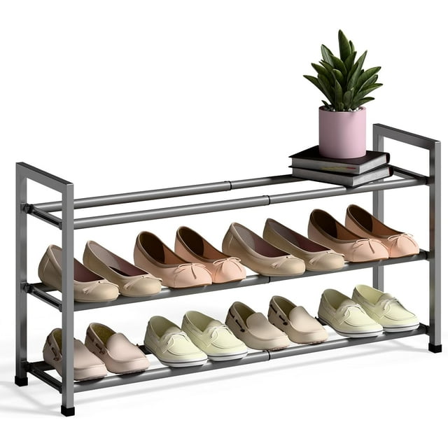 Expandable Shoe Rack for Closet \uC\uD Adjustable Shoe Rack for Small Space Small Shoe Organizer for Front Door Sturdy Metal