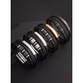 thumbnail image 4 of Men’s Bracelet with 316L Stainless Steel Buckle – Braided Multi‑Layer Wristband Cuff Gift for Men Black/Gold Plated/White Gold Plated Size 8.3″, 4 of 6