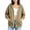 New Khaki, variant on PFRNLF Women's Zip Up Hoodies Lightweight Soft Casual 3/4 Sleeve Full Zip Sweatshirt Jacket with Pockets