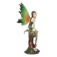 thumbnail image 5 of Ebros Whimsical Peppermint Elf Fairy Sitting On Tree Stump Statue 9.5"Tall Mythical Tribal Holiday Faerie Fantasy Sculpture, 5 of 5