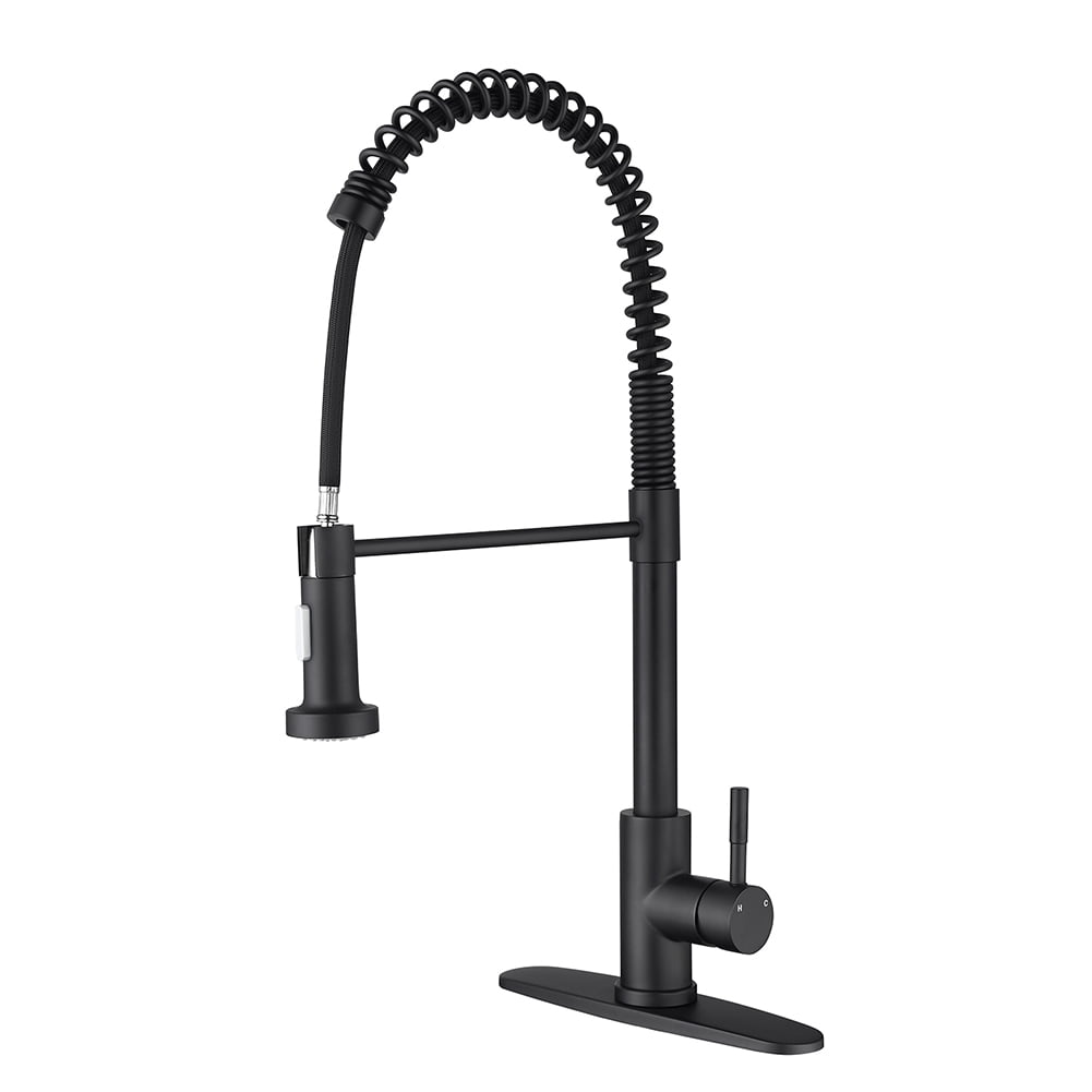 Kepooman Pull Down Kitchen Faucet with Sprayer, Commercial Single Handle Kitchen Sink Faucet, Matte Black Kepooman Pull Down Kitchen Faucet with Sprayer, Commercial Single Handle Kitchen Sink Faucet, Matte Black