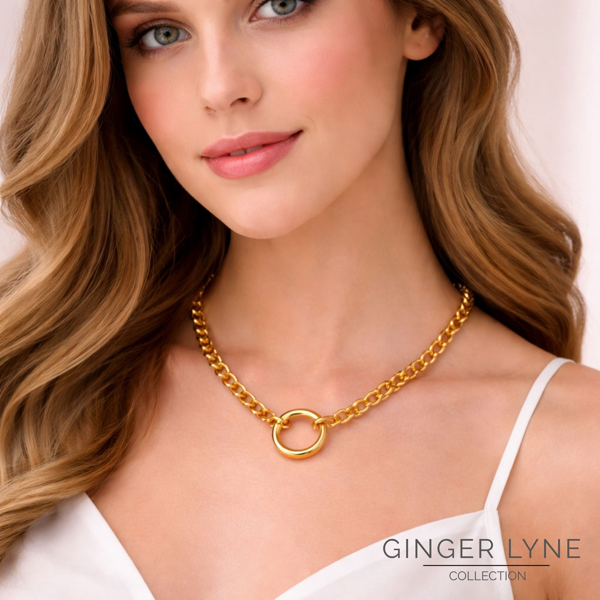 Carabiner Charm Necklace for Women O Link Chain Round Holder Stainless Steel by Ginger Lyne