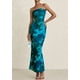 thumbnail image 3 of Vestido largo PRETTYGARDEN para mujer, ajustado sin tirantes, con estampado floral, 3 of 9