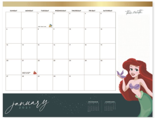 Disney Heritage Desk Easel Official 2020 Calendar  Month to View Desk Calendar