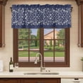 thumbnail image 6 of 2 Pack Japanese Valances for Windows Bedroom Living Room Window Treatments, Navy Blue Country Flowers Leaves Aesthetic Rod Pocket Valance Drapes Short Kitchen Curtains Over Sink 42"x18", 6 of 8